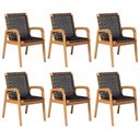 Ver imagem 1 de Kit 06 Cadeiras para Sala de Jantar Varanda Gourmet com Braço Trammare C07 Corda Náutica Preta -
