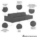 Ver imagem 3 de Sofá Ilha Modular com Puff para Sala Living 342cm Georgia K04 Linho Cinza Escuro - Mpozenato