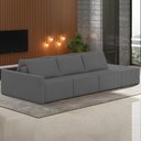 Ver imagem 2 de Sofá Ilha Modular com Puff para Sala Living 342cm Georgia K04 Linho Cinza Escuro - Mpozenato