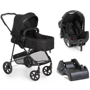 Carrinho Napoli Preto com Bebe Conforto e Base Galzerano