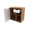 Ver imagem 3 de Balcão Gabinete Armário Suspenso 60 cm Sem Cuba 1 Porta 1 Gaveta Banheiro Marrom Madeira e Branco