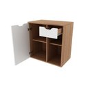 Ver imagem 3 de Gabinete Armário Suspenso 60 cm sem Cuba 1 Porta 1 Gaveta Banheiro Marrom Madeira e Branco