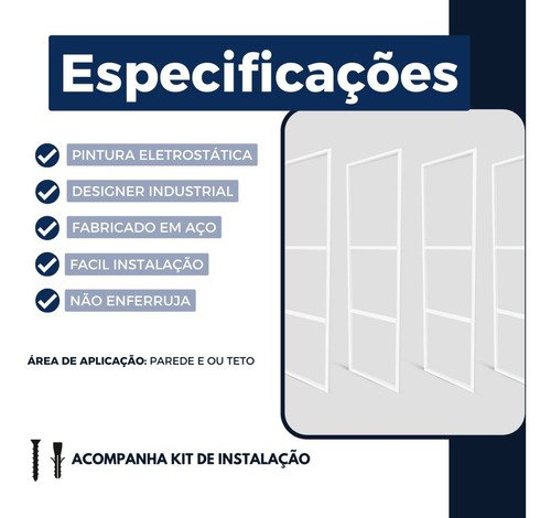 Kit 2 Peças Suporte Industrial Branco Teto ou Parede 100x29 - 3