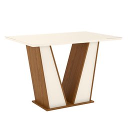 Mesa de Jantar Kimberly 120 cm Tampo Reto com Vidro Nature Off White – Henn - 1