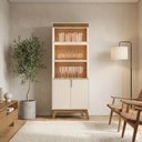 Ver mais imagens de Cristaleira 4 Portas Vidro LED 180x70 cm Paraty Off White Amendoa Mobler