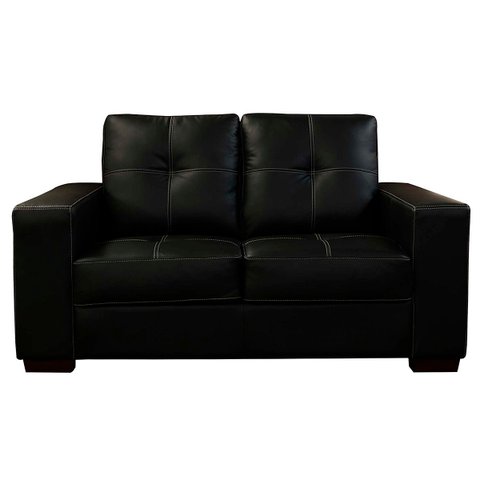 Sofá de Couro 2 Lugares Paris 164cm M06 Cor Preto 450 - ADJ DECOR