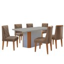 Ver imagem 2 de Mesa de Jantar Isadora 180cm Tampo Mdf Vidro Canto Copo com 6 Cadeiras Isadora Moderna Mobília