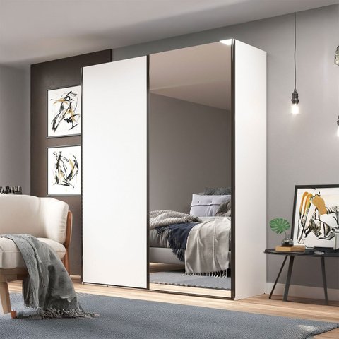 Guarda Roupa Veneto em Mdf 183x230cm 2 Portas com Espelho Branco 1001