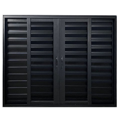 Janela Veneziana 6 Folhas Alumínio Preto Linha 25:100 x 200
