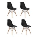 Ver imagem 1 de Kit com 4 Cadeira Eames Eiffel Wood Preta para Sala de Jantar