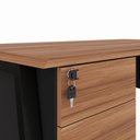 Ver imagem 6 de Mesa Escrivaninha 150cm x 60cm com Gaveteiro Suspenso e Tampo Chanfrado F5 Office Cor:Nogal com