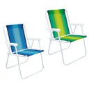 Ver imagem 1 de Kit 2 Cadeira de Praia Alta em Aço 110 Kg Cores Variadas Mor