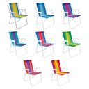 Ver imagem 2 de Kit 2 Cadeira de Praia Alta em Aço 110 Kg Cores Variadas Mor
