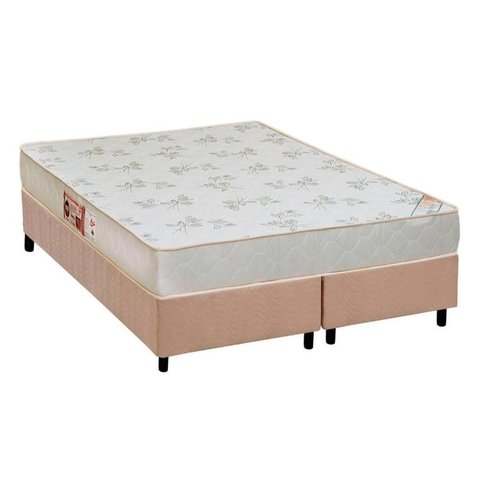Cama Box Super King Colchão Espuma Castor D33 Sleep Max Relax + Base CRC Suede Clean(193x203)
