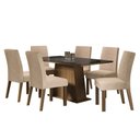Ver imagem 1 de Mesa Tampo De Vidro Com 6 Cadeiras Rustic/Preto/Imperial