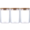 Ver imagem 1 de Kit 3 Potes Herméticos Vidro Tampa Bambu 15 X 10 Cm 950ml