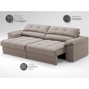Ver imagem 4 de Sofá com Carregador Usb e Molas no Assento Retrátil Reclinável Mimo 2,00m Velosuede Bege - Netsofas