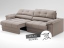 Ver imagem 5 de Sofá com Carregador Usb e Molas no Assento Retrátil Reclinável Mimo 2,00m Velosuede Bege - Netsofas