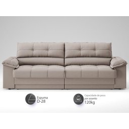 Sofá com Carregador Usb e Molas no Assento Retrátil Reclinável Mimo 2,00m Velosuede Bege - Netsofas - 3