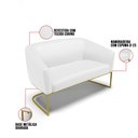 Ver imagem 4 de Sofá Namoradeira 2 Lugares Base Industrial Dourado Stella Corino Branco D03 - D'Rossi