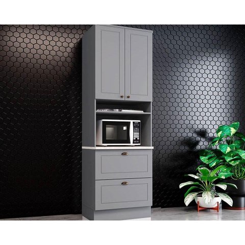 Torre Quente de Cozinha Paneleiro Americana C/1 Forno e 3 Portas C/1basculante 71x20cm Cinza - Henn
