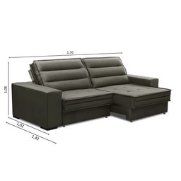 Sofá Retrátil e Reclinável 2 Lugares 170cm Bogotá Tecido Veludo Cinza iSofa - 2