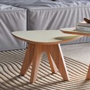 Ver imagem 1 de Mesa de Centro/lateral Formato Orgânico 60x50cm Tb612 Dalla Costa - Off White/freijó