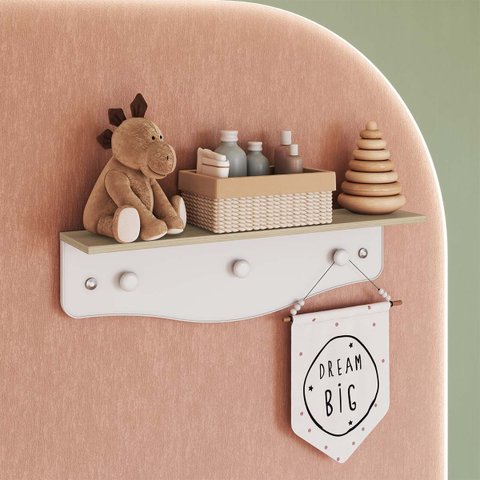 Prateleira Infantil com Cabideiro Encanto Carvalho Branco
