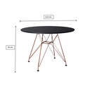 Ver imagem 2 de Mesa Eiffel Redonda 110cm Tampo De Madeira Preto Com Base De Ferro Cobre
