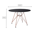 Ver imagem 2 de Mesa Eiffel Redonda 110cm Tampo De Madeira Preto Com Base De Ferro Cobre