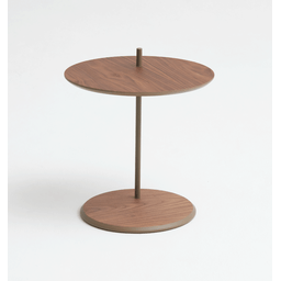 Mesa de Apoio Bumbo - Tampo Nogueira Natural - Base Aço Carbono - 1