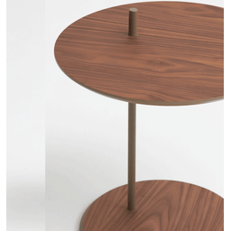 Mesa de Apoio Bumbo - Tampo Nogueira Natural - Base Aço Carbono - 4