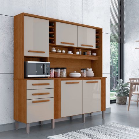 Kit Cozinha Catar 6 Portas 2 Gavetas Nicho Sallêto