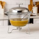 Ver imagem 2 de Rechaud Redondo 4l com Concha Vidro em Inox Mimo Style