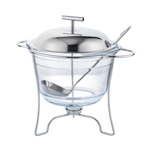 Rechaud Redondo 4l com Concha Vidro em Inox Mimo Style