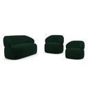 Ver imagem 1 de Kit 02 Poltronas Giratória e 01 Sofá Orgânico Glee 02 Lugares 140cm Veludo Verde Escuro Desk