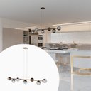 Ver imagem 1 de Pendente Lustre de Teto Jabuticaba Alumínio Bronze com Fio 5 Metros com 7 Vidro Globo Fume