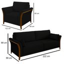 Ver imagem 4 de Kit Sofá Living 3 Lugares e Poltrona 102cm Pés Madeira Roya M22 Veludo Preto - Mpozenato