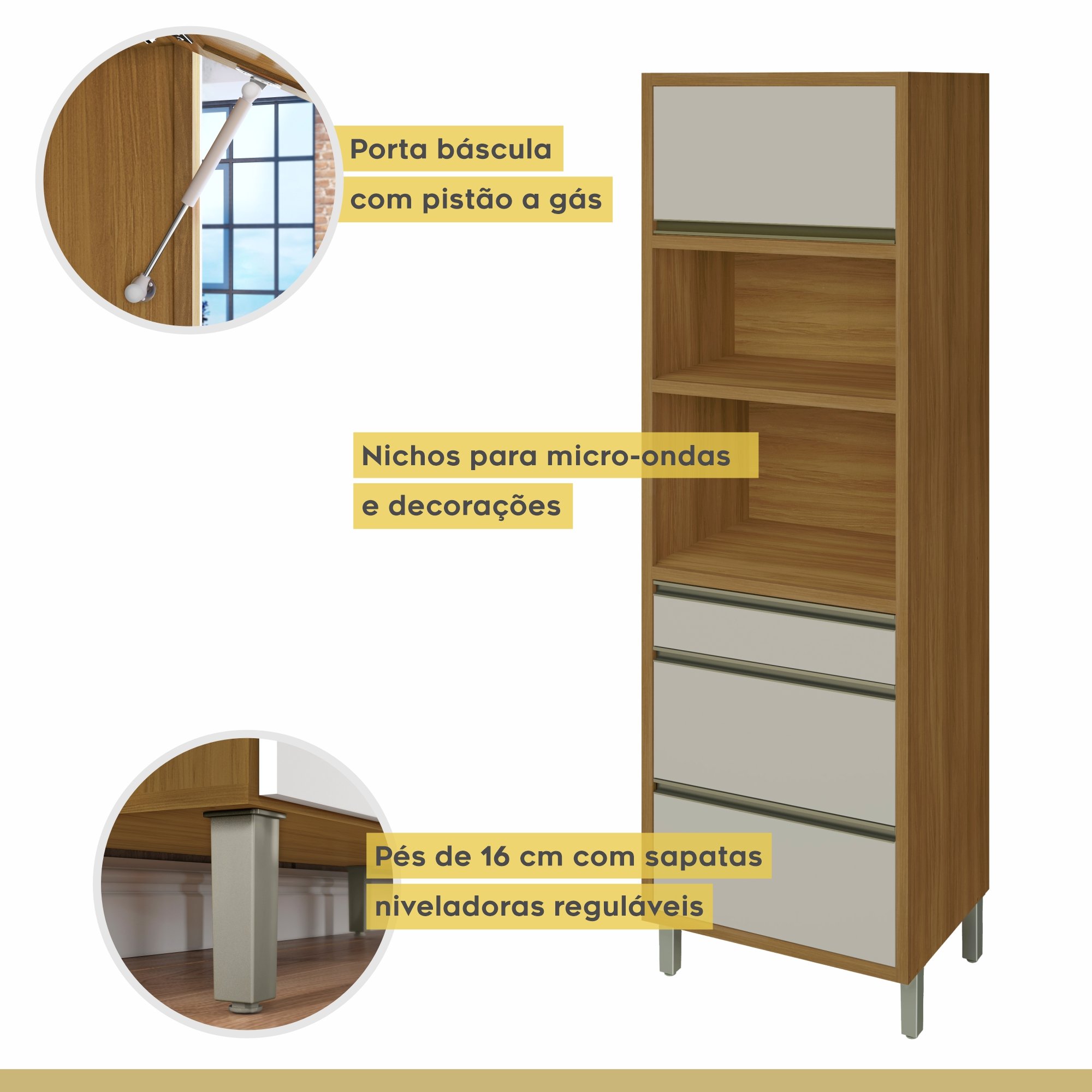 Cozinha Modulada 5 Peças Ripado Baronesa 100% Mdf - 18