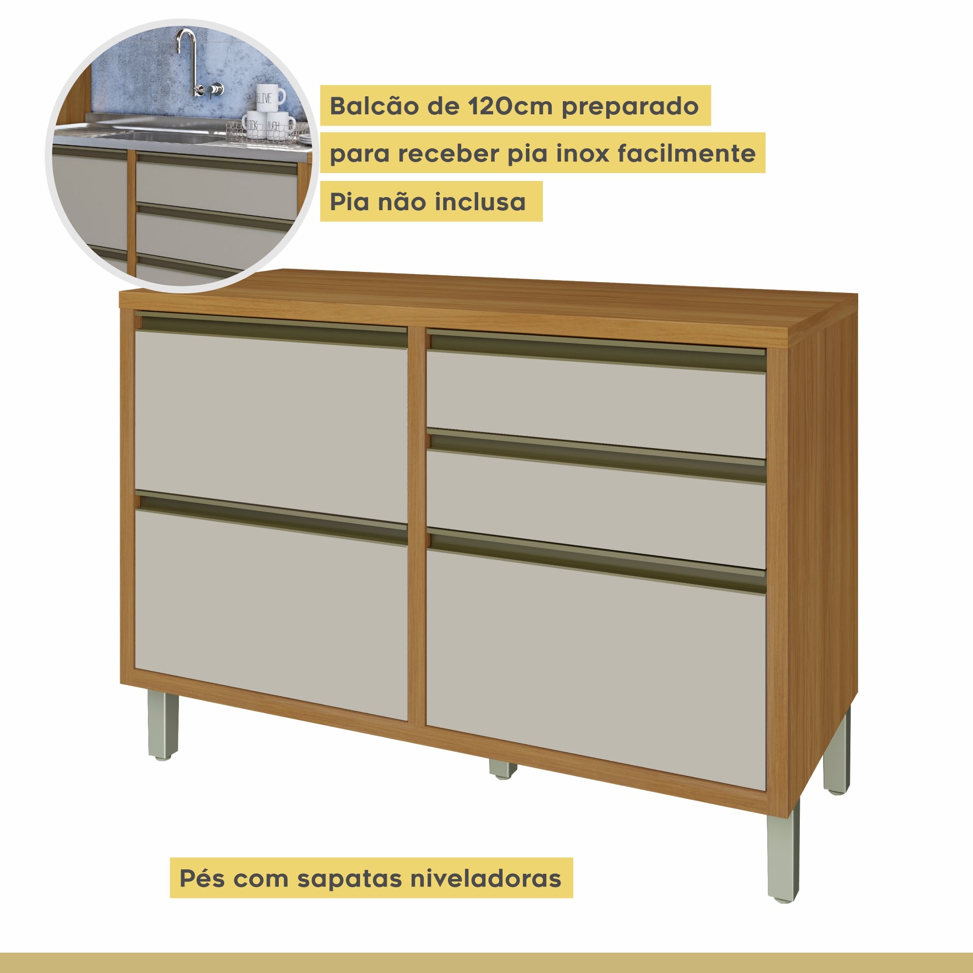 Cozinha Modulada 5 Peças Ripado Baronesa 100% Mdf - 8