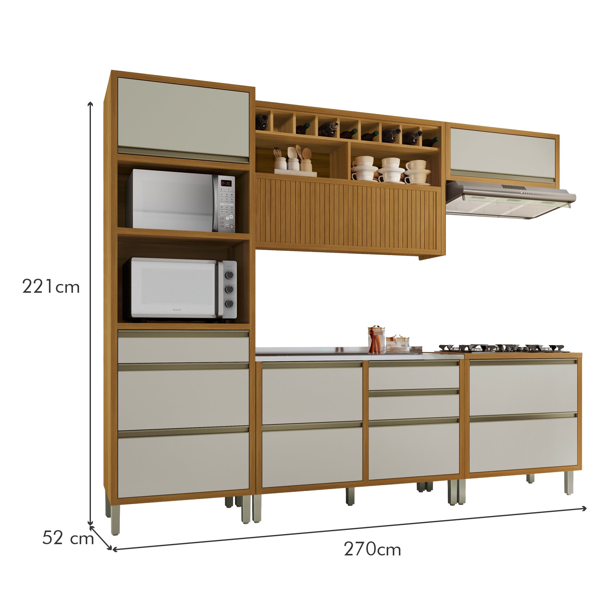 Cozinha Modulada 5 Peças Ripado Baronesa 100% Mdf - 20