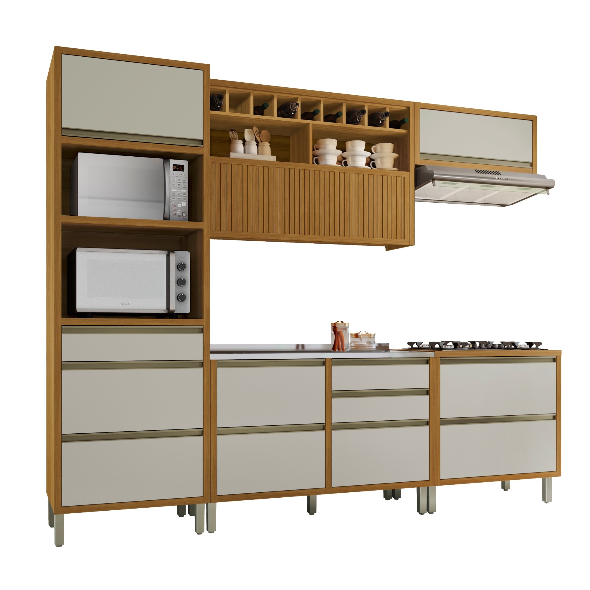 Cozinha Modulada 5 Peças Ripado Baronesa 100% Mdf - 21