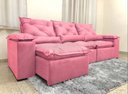 Ver imagem 2 de Sofá Retrátil e Reclinável 2,70m em Tecido Veludão C/pillow Nos Braços Athenas:rosa
