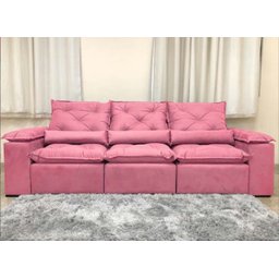 Sofá Retrátil e Reclinável 2,70m em Tecido Veludão C/pillow Nos Braços Athenas:rosa - 3