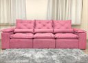 Ver imagem 3 de Sofá Retrátil e Reclinável 2,70m em Tecido Veludão C/pillow Nos Braços Athenas:rosa