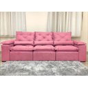 Ver imagem 3 de Sofá Retrátil e Reclinável 2,70m em Tecido Veludão C/pillow Nos Braços Athenas:rosa