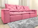Ver imagem 4 de Sofá Retrátil e Reclinável 2,70m em Tecido Veludão C/pillow Nos Braços Athenas:rosa