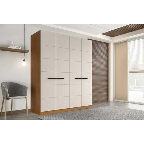 Guarda Roupa 4 Portas e 4 Gavetas Lisboa Freijo/creme - Politorno