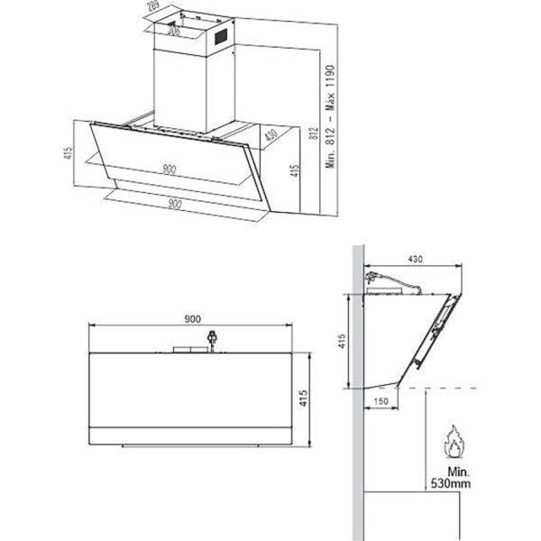 Coifa de Parede Mueller em Vidro 90cm 220V Preto MCF0290G1 Mueller - 8