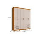 Ver imagem 3 de Guarda Roupa Solteiro 6 Portas e 4 Gavetas C/ Pés Canadá Plus Branco - Conquista